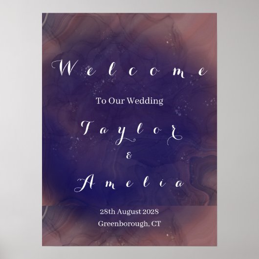 Elegant Paars Wedding Welcome Sign Poster (Voorkant)