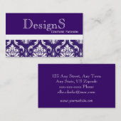 Elegant Paars White Damask Mode Visitekaartje (Voorkant / Achterkant)