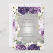 Elegant Paars White Floral Glitter Wedding Kaart (Voorkant)