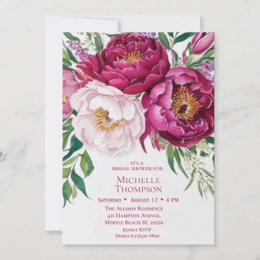 Elegant Paars White Floral Vrijgezellenfeest Kaart (Voorkant)