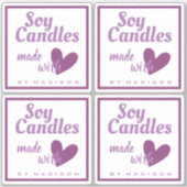 Elegant Paars White gemaakt met Love Heart Candles Sticker (Voorkant)