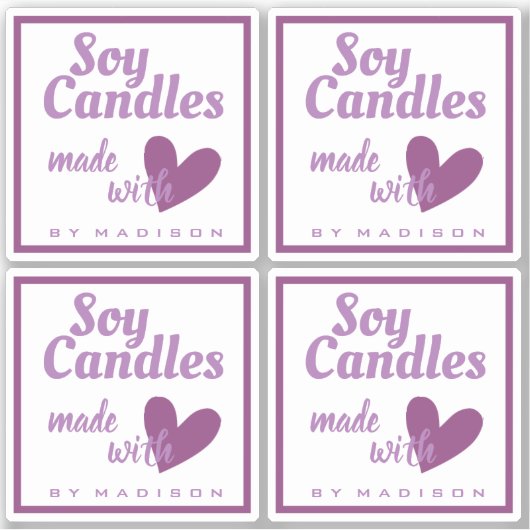 Elegant Paars White gemaakt met Love Heart Candles Sticker (Voorkant)