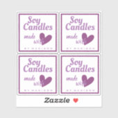 Elegant Paars White gemaakt met Love Heart Candles Sticker (Vel)