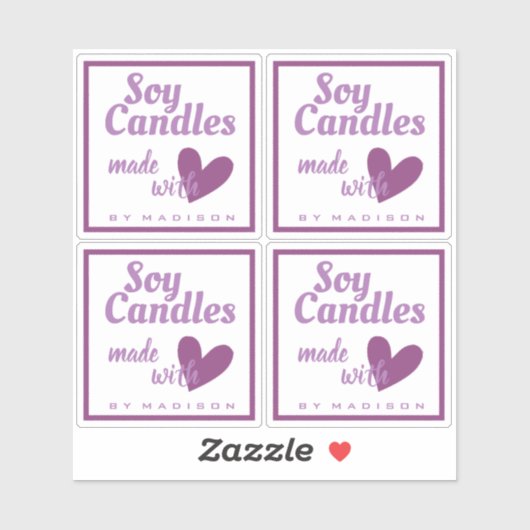 Elegant Paars White gemaakt met Love Heart Candles Sticker (Vel)