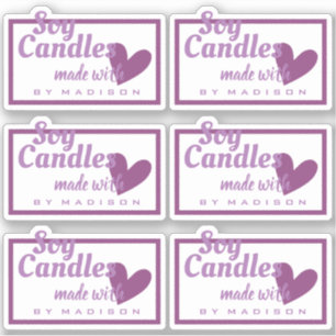 Elegant Paars White gemaakt met Love Heart Candles Sticker