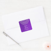 Elegant Paars White Indian Paisley Wedding Vierkante Sticker (Envelop)