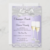 Elegant Paars White Lace Champagne Brunch Invite Kaart (Voorkant)