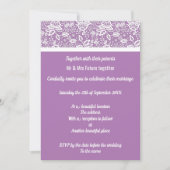 Elegant Paars White Lace Wedding Kaart (Voorkant)