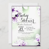 Elegant Paars & White Lilies op Zacht Groen Kaart (Voorkant)