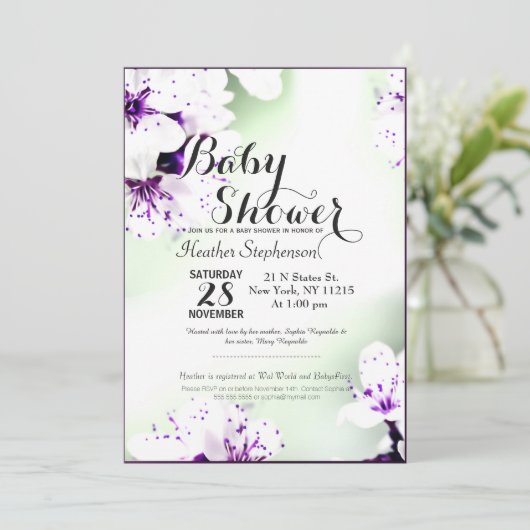 Elegant Paars & White Lilies op Zacht Groen Kaart (Staand voorkant)