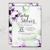 Elegant Paars & White Lilies op Zacht Groen Kaart (Voorkant / Achterkant)