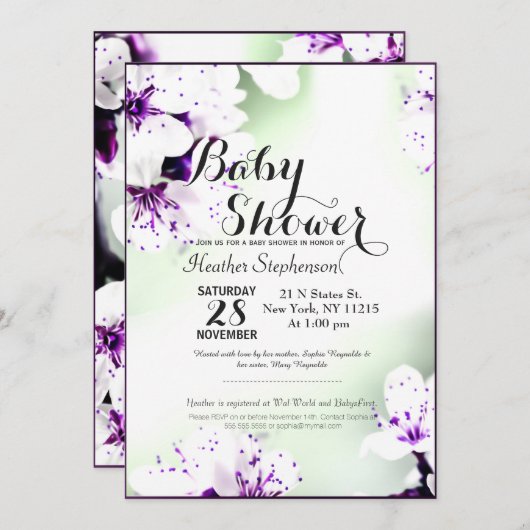 Elegant Paars & White Lilies op Zacht Groen Kaart (Voorkant / Achterkant)