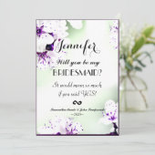 Elegant Paars & White Lilies op Zacht Groen Kaart (Staand voorkant)