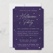 Elegant Paars+White Magical Stars Halloween Party Kaart (Voorkant)