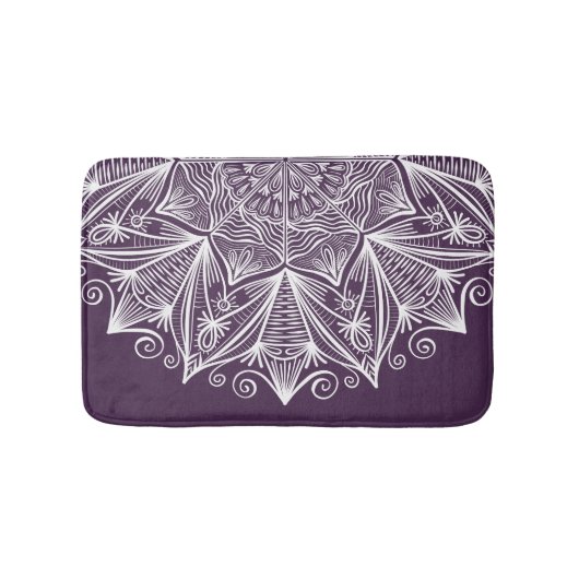 Elegant Paars White Mandala Art Intricate Lace Badmat (Voorkant)