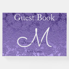 Elegant Paars White Wedding Monogram Gastenboek