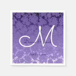 Elegant Paars White Wedding Monogram Servet