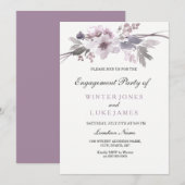 Elegant Paars Winter Floral Verloving Invite Kaart (Voorkant / Achterkant)