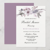 Elegant Paars Winter Floral Vrijgezellenfeest Invi Kaart (Voorkant / Achterkant)