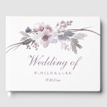 Elegant Paars Winter Floral Wedding Guestbook