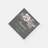 Elegant Paars Winter Gray Floral Baptisme Servetten (Hoek)