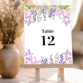 Elegant Paars Wisteria Table Number Kaart