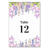 Elegant Paars Wisteria Table Number Kaart (Voorkant)