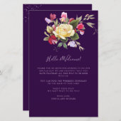 Elegant Paars Yellow Weddenschap Welkomstreisroute (Voorkant / Achterkant)