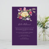 Elegant Paars Yellow Weddenschap Welkomstreisroute (Staand voorkant)