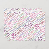Elegant Paars Yoga Posities Word Cloud Pattern Briefkaart (Voorkant / Achterkant)