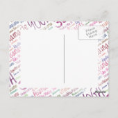 Elegant Paars Yoga Posities Word Cloud Pattern Briefkaart (Achterkant)