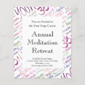 Elegant Paars Yoga Posities Word Cloud Pattern Flyer (Achterkant)