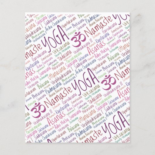 Elegant Paars Yoga Posities Word Cloud Pattern Flyer (Voorkant)