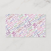 Elegant Paars Yoga Posities Word Cloud Pattern Visitekaartje (Achterkant)