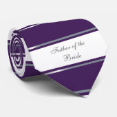 Elegant, Paars, zilver, witte vader van de Bride Stropdas (Opgerold)