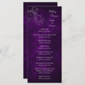 Elegant Paars Zilveren Huwelijksprogramma Programmakaart (Voorkant / Achterkant)
