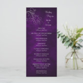 Elegant Paars Zilveren Huwelijksprogramma Programmakaart (Staand voorkant)