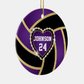 Elegant Paars, zwart en goudvolleybal Keramisch Ornament (Rechts)
