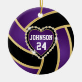Elegant Paars, zwart en goudvolleybal Keramisch Ornament (Voorkant)