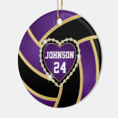 Elegant Paars, zwart en goudvolleybal Keramisch Ornament (Links)