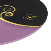 Elegant paars-zwart snijbord met initiaal snijplank (Hoek)