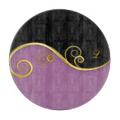 Elegant paars-zwart snijbord met initiaal snijplank (Voorkant)