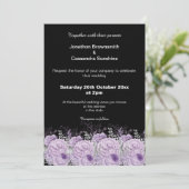 ELEGANT PAARS ZWARTE FLORAL GLITTER WEDING KAART (Staand voorkant)