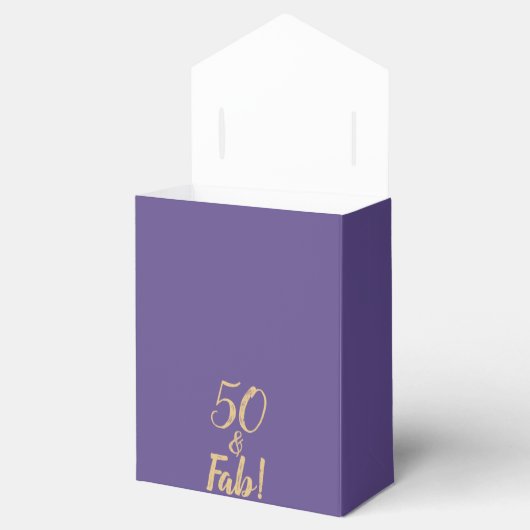 Elegant Paarse "50 & Fab!" 50ste verjaardag Bedankdoosjes (Geopend)