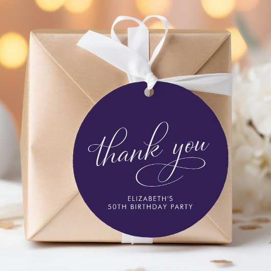 Elegant Paarse 50ste verjaardagsfeest Dank u Bedankjes Labels