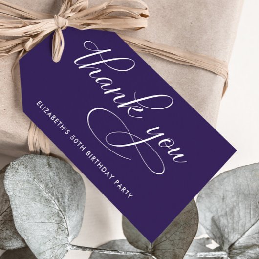Elegant Paarse 50ste verjaardagsfeest Dank u Cadeaulabel