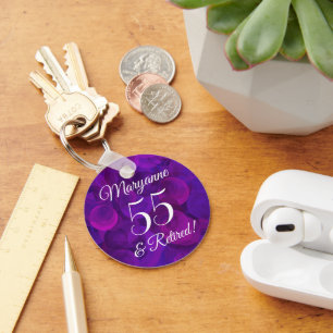 Elegant Paarse 55 & Gepensioneerd Pensioen Sleutelhanger