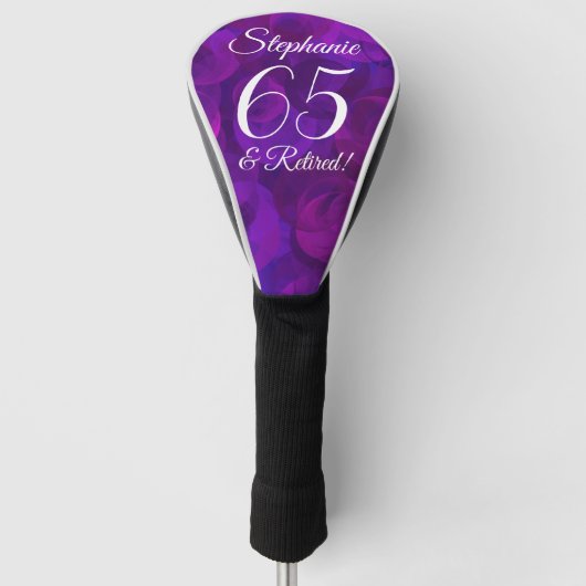 Elegant Paarse 65 en Gepensioneerd Golfheadcover (Voorkant)