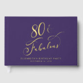 Elegant Paarse 80ste verjaardagsfeest goud Gastenboek (Voorkant)