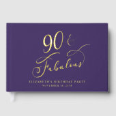 Elegant Paarse 90ste verjaardagsfeest goud Gastenboek (Voorkant)